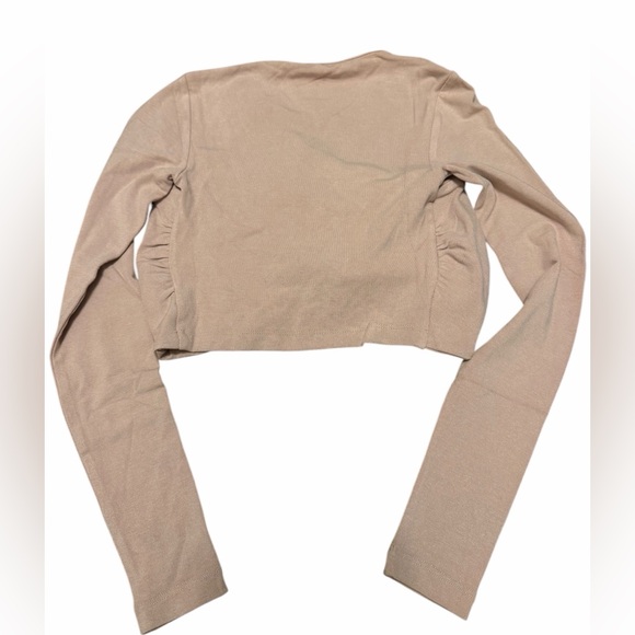 Elodie NWT Women’s Pink/Beige Long Sleeve Twist Crop Top size XS - Picture 3 of 6